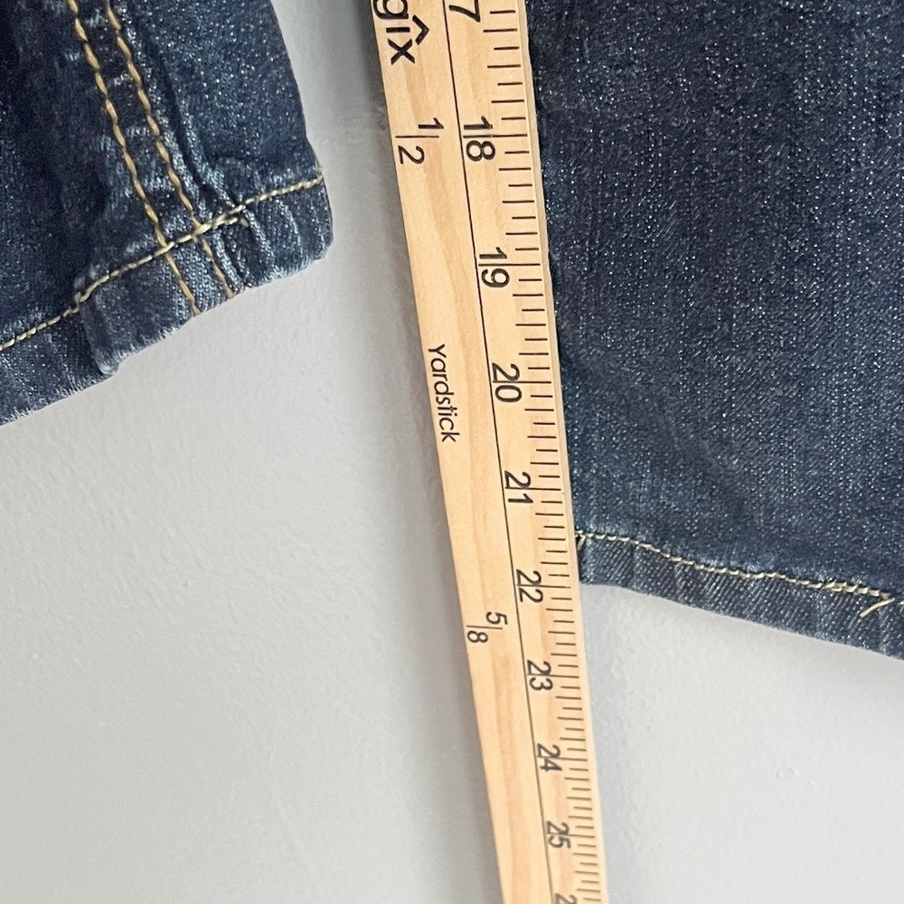 Zanadi Vintage Y2K Whiskered Crop Jeans Capris Thick Stitch Flap Pockets Denim 6 - Picture 7 of 12